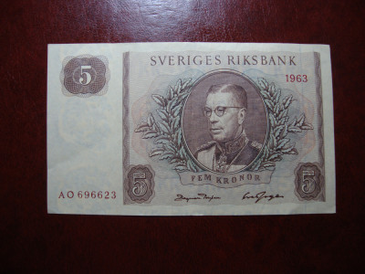 SUEDIA 5 KRONOR 1963 EXCELENTA NOUA foto