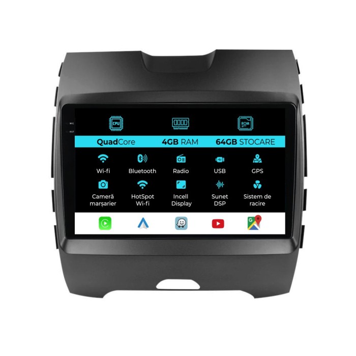 Navigatie Dedicata Ford Edge (2015-2021),QuadCore, 9Inch, 4Gb Ram, 64Gb Stocare, Carplay