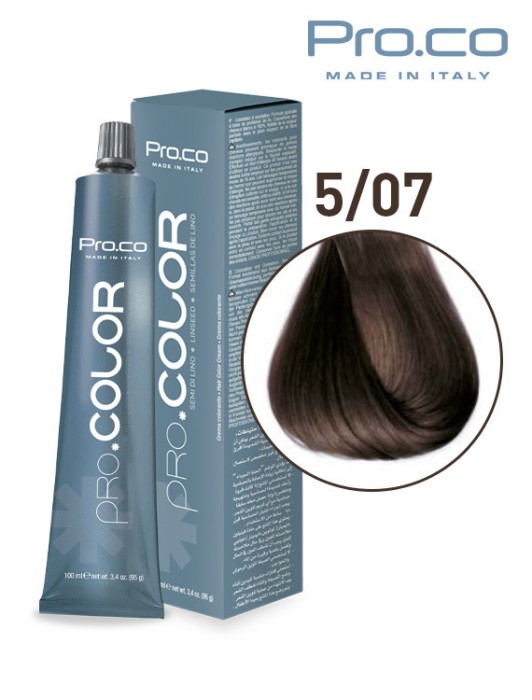 Vopsea de par profesionala PRO.COLOR 100 ml - Pro.Co - 5/07 CASTANIU DESCHIS TUTUN