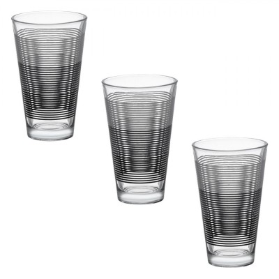 Set 3 Pahare Apă, &amp;quot;Lines&amp;quot;, Sticlă Transparentă, Capacitate 330 ml, Multicolor foto