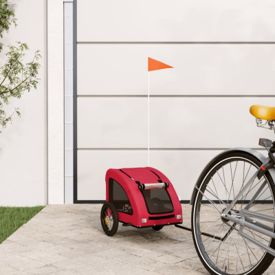 vidaXL Remorcă de bicicletă animale companie, roșu, textil oxford/fier foto