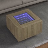 VidaXL Măsuță cafea cu LED, stejar Sonoma, 60x60x40 cm, lemn prelucrat