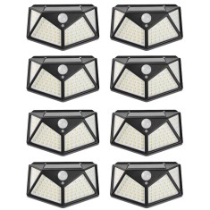 Set 8 lampi cu incarcare solara, cu senzori de amurg, miscare si lumina, 3 trepte de iluminare, 100 x LED, APF