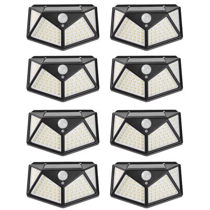 Set 8 lampi cu incarcare solara, cu senzori de amurg, miscare si lumina, 3 trepte de iluminare, 100 x LED, APF