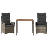 Cumpara ieftin Set mobilier de gradina cu perne, 3 piese, gri, poliratan