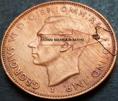 Moneda istorica HALF PENNY - AUSTRALIA, anul 1943 *cod 4857 = eroare majora foto
