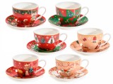 Set 6 cesti portelan Craciun 9x6.5 cm