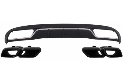 Difuzor Bara Spate Cu Ornamente tobe Negre Mercedes C-Class W205 S205 (2014-2018) C63 Design pentru echipare Standard Performance AutoTuning foto