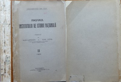 A. Lapedatu , I. Lupas , Anuarul Institutului de Istorie Nationala , Cluj ,1923 foto