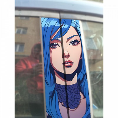 Sticker Auto Stalpi Usi Blue Girl , Autocolant Delicat si Modern pentru Masina Ta foto
