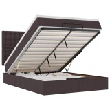Cumpara ieftin Cadru de pat otoman cu saltea tesatura maro inchis 140x200 cm