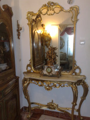 consola cu oglinda,antica/vintage,stil baroc/rococo/ludovic,lemn foto