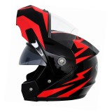 Cumpara ieftin Casca Moto/Scuter Flip-Up FIXATO, Viziera Dubla, Protectie UV, Negru cu Rosu, L 59-60cm