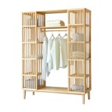 Dulap de haine din bambus Hudiksvall cu usi glisante 185x140x45 cm