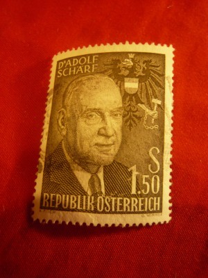 Serie Austria 1960 -70 Ani Presedinte Ad.Scharf , 1 val.stampilat foto