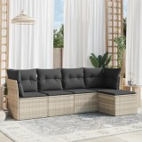 Gossi set canapele de gradina cu perne, 5 piese gri deschis poliratan