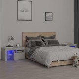 VidaXL Noptiere cu lumini LED, 2 buc., gri beton, 70x36,5x40 cm