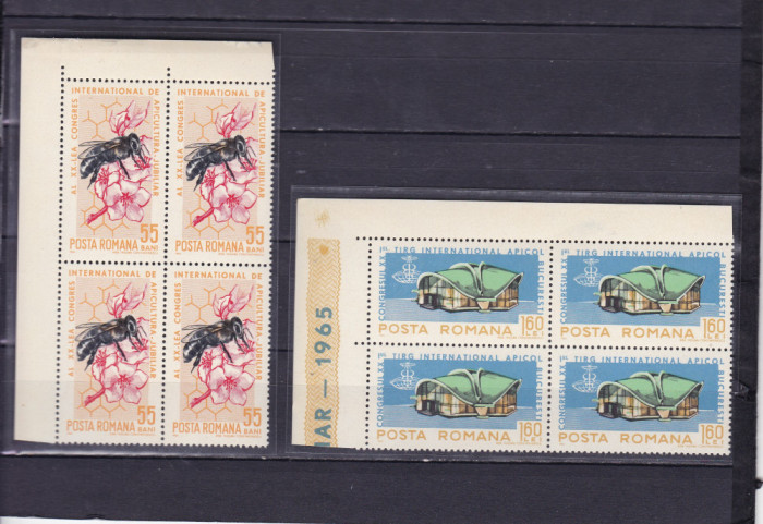 1965 LP 610 AL XX-LEA CONGRES MONDIAL DE APICULTURA BLOCURI 4 TIMBRE MNH