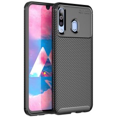 Husa TPU OEM Carbon Fiber pentru Samsung Galaxy M30, Neagra