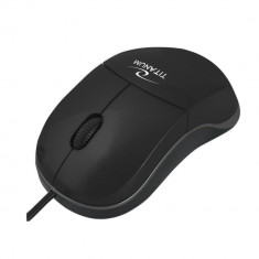 Mouse optic cu fir si conector USB-C, Titanum 94543, 1000 DPI, 3 butoane, 100 x 55 x 35 mm, cablu 120cm, negru
