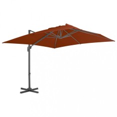 vidaXL Umbrelă &icirc;n consolă cu st&acirc;lp din aluminiu, cărămiziu, 300x300 cm