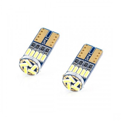 Set 2 x Becuri auto T10 15SMD 4014, 2.16W, canbus, 12V, 6000K foto