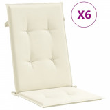 Perne scaun cu spatar &icirc;nalt, 6 buc., crem, 120x50x3 cm, textil GartenMobel Dekor, vidaXL