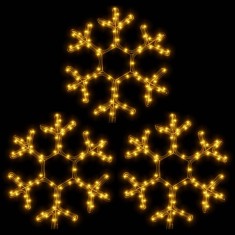 Figurina Fulg de zapada de Craciun LED 3 buc. alb cald 38x37cm