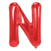 Balon folie metalizata litera n, flippy, 40 cm, umflati cu heliu sau aer, ambalaj individual, pai inclus, rosu