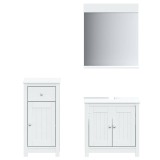 Set mobilier baie, 3 piese, &bdquo;BERG&rdquo;, alb, lemn masiv de pin