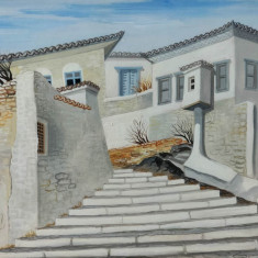 Dimitris Diacomidis (1911-1969)-Peisaj de pe insula Hydra (1969), pictor grec