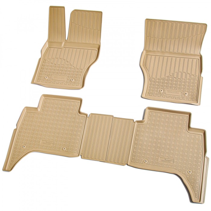 Set de 4 covorase bej cauciuc 3D stil tavita premium pentru Range Rover Sport II L494 din 2013