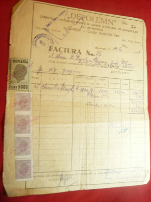 Factura cu Antet Depolemn 1947 Buc.-Calea Rahovei -Vanzari lemn si mat. constr. foto