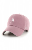 47brand șapcă MLB Los Angeles Dodgers culoarea roz, cu imprimeu B-BSRNR12GWS-QC, 47 Brand