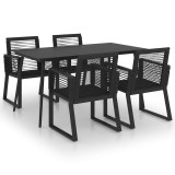 Cumpara ieftin Set mobilier de exterior, 5 piese, negru, ratan PVC