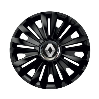 Set 4 capace roti Negre Cu Inel Cromat Royal R16 pentru gama auto Renault foto