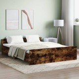 Gossi cadru pat cu tablie la cap/picioare, stejar fumuriu, 160x200 cm