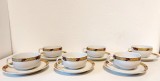 Set 6 cesti cafea cu farfurie Limoges A.F. France Porcelaines Pamblanc Laussane