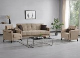 Set 3+1+1 Viktorya Lada Depozitare Tapitat Catifea Maro Deschis