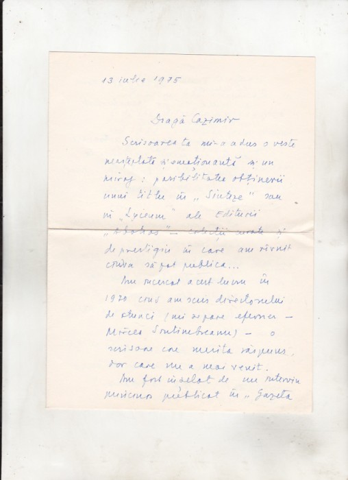 bnk div Corespondenta Constantin Bors - Stefan Cazimir