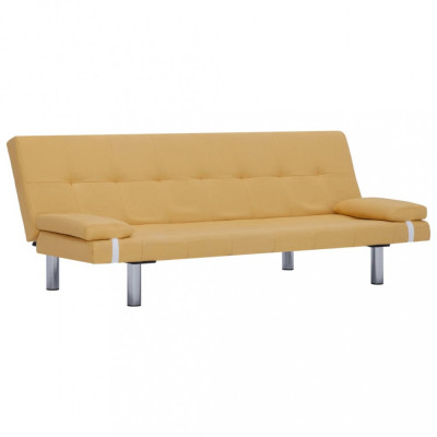 Canapea extensibilă cu două perne, galben, poliester foto