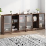 vidaXL Bibliotecă cu uși, stejar maro, 204x37x75 cm, lemn compozit