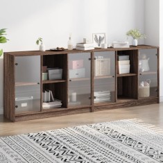 vidaXL Biblioteca cu u?i, stejar maro, 204x37x75 cm, lemn compozit foto