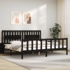Gossi cadru pat cu tablie 200x200 cm, negru, lemn masiv