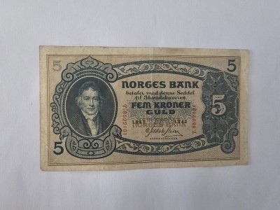 Norvegia 5 Kroner 1941 Rara foto
