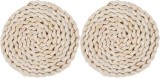 Set de 2 coastere HEIGOO, pluta naturala, natur, 11 x 11 x 1 cm