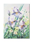 Tablou Irisi si margarete pictat manual, 70x50cm ulei pe panza in cutit efect 3D, Valentin Pop