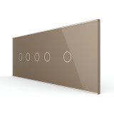 Panou &icirc;ntrerupator touch Livolo din sticla auriu, standard italian 6/7M