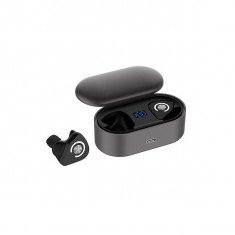 Casti In-ear TWS M9 V5.0, cu afisaj LCD, negru foto