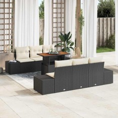 vidaXL Set de masă pentru grădină 7 pcs Negru și Crem 100 x 55 x 73 cm